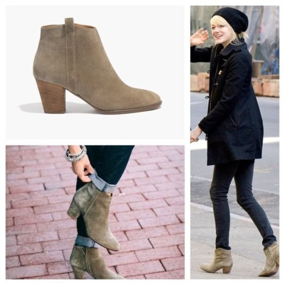 Madewell 7 Tan Brown Suede‎ Booties Ankle Boots Zip Up Heels BILLIE